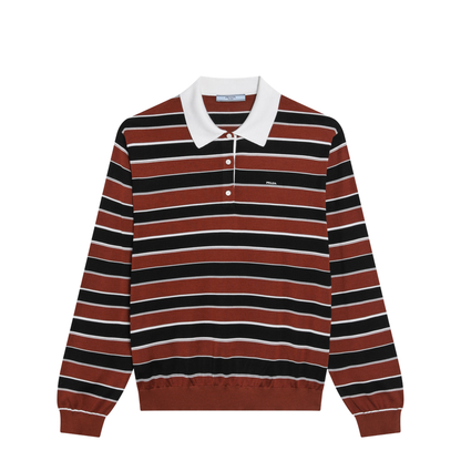 MAYFEYR - Prada - Rust/Black Striped Silk Polo - P24D3SOOO193SF0Y53
