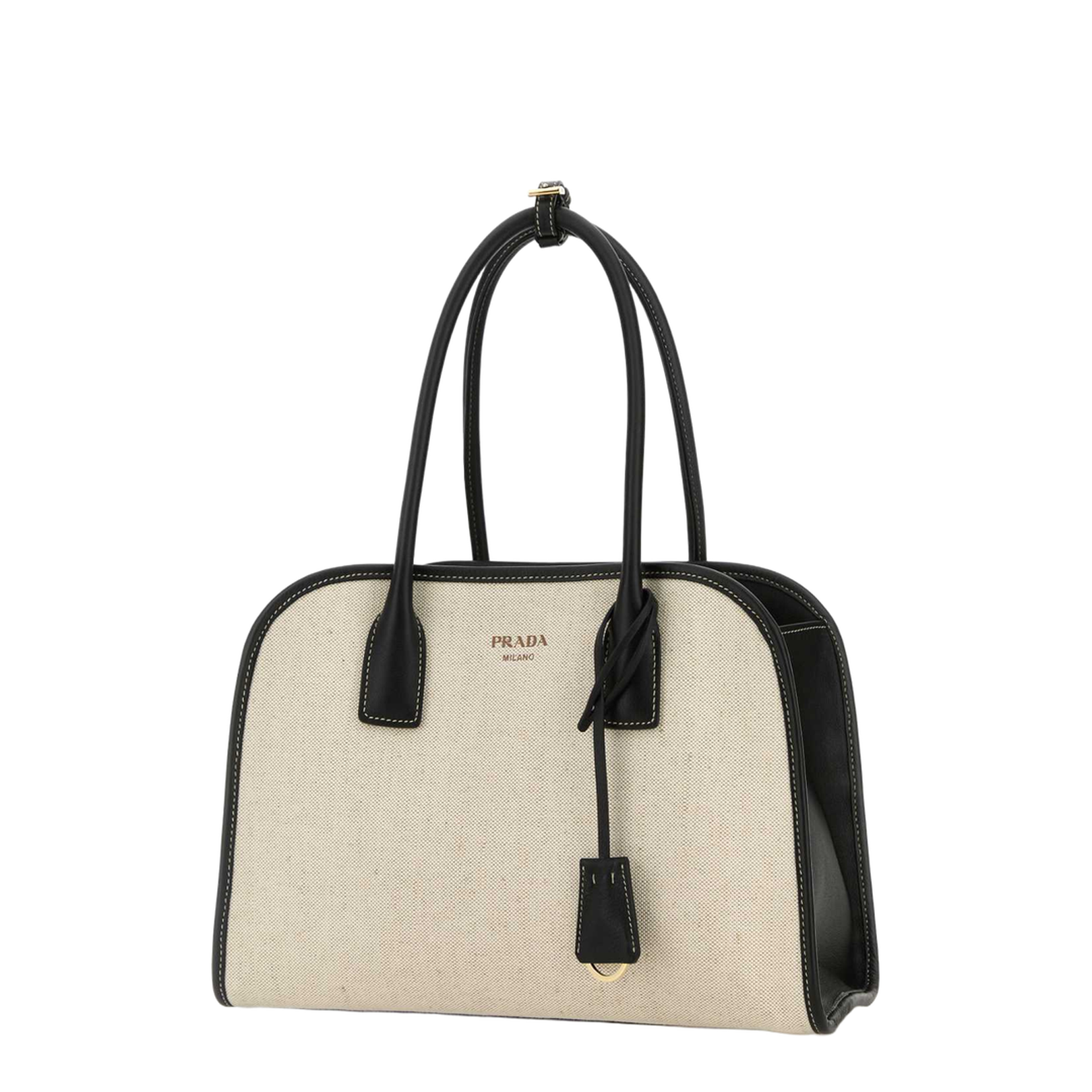 Medium Linen Blend and Leather Tote Bag