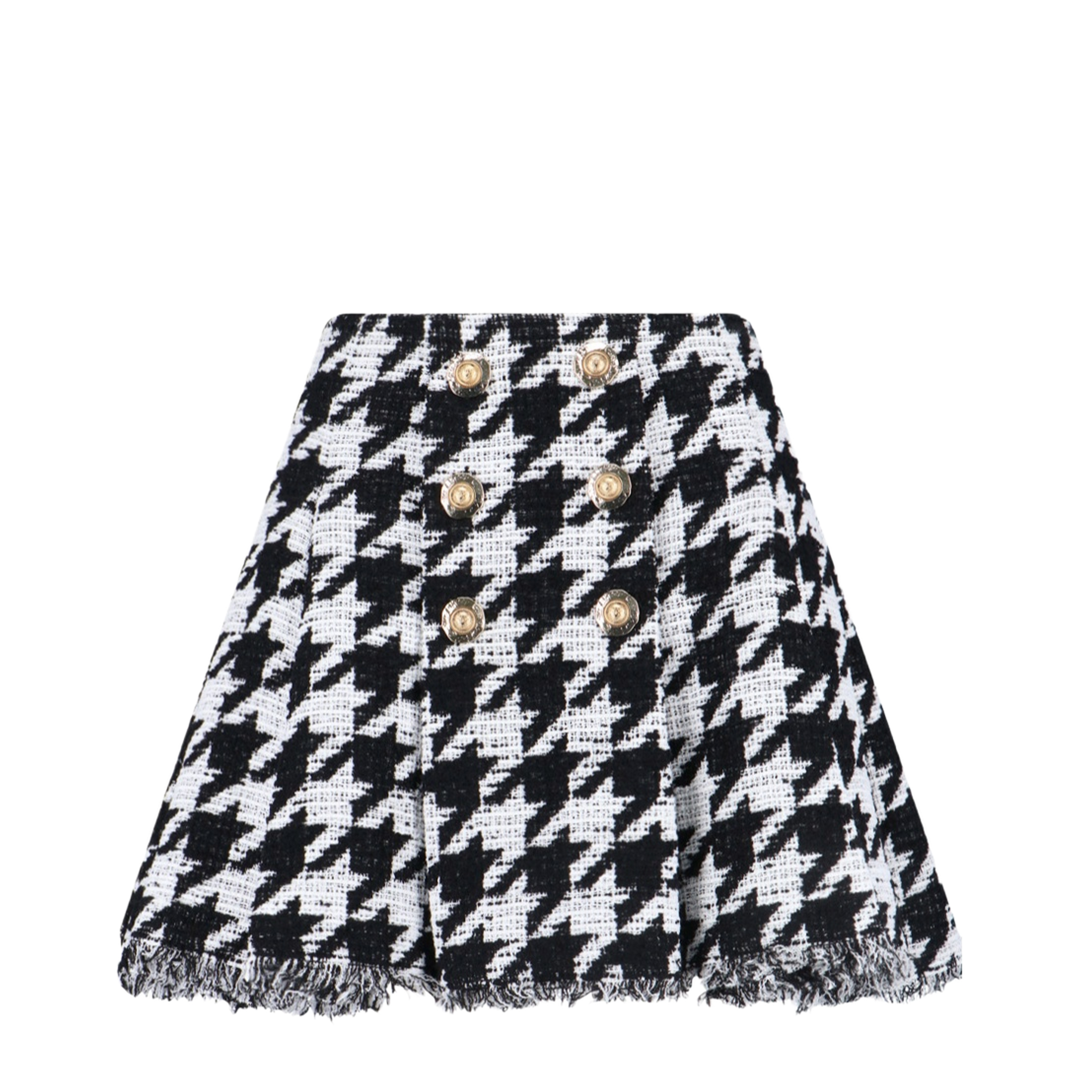 Tweed Pleated Mini Skirts Black