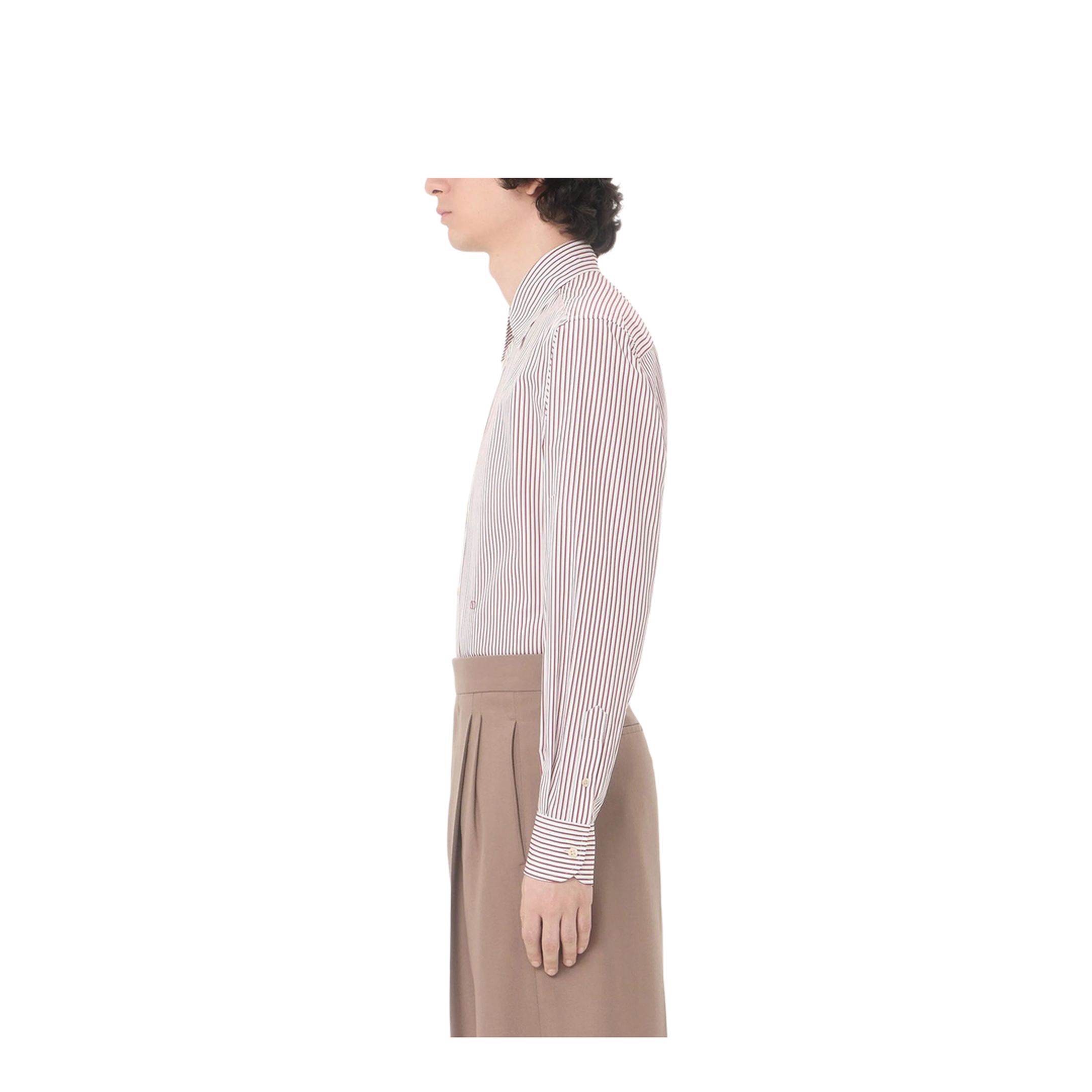 MAYFEYR - Valentino - Cotton Poplin Striped Shirt With Vlogo Embroidery - VABS81BMR