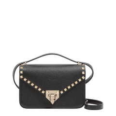 Rockstud Small Grainy Calfskin Shoulder Bag - Nero