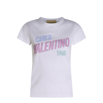 White Cotton T-Shirt With Logo Print