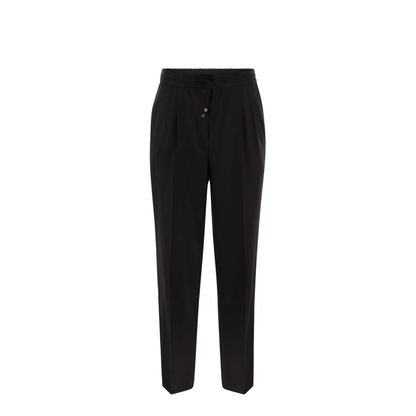 Leisure fit trousers in virgin wool flannel with drawstring and double darts