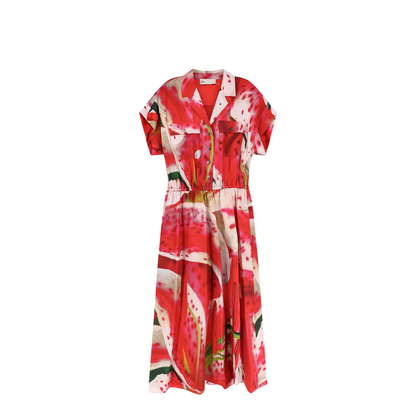 Printed Silk Chemisier Dress