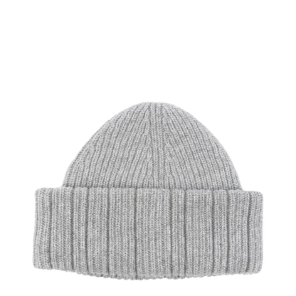 Grey Ribbed Wool Beanie