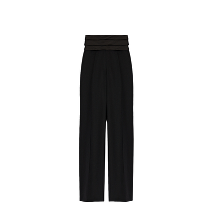 Black High-Waisted Satin Tailored Pants