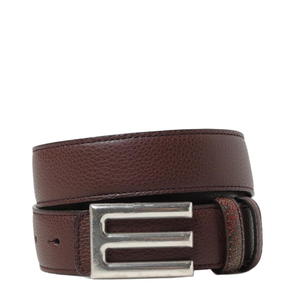 Logo Buckled Paisley Print Reversible Belt
