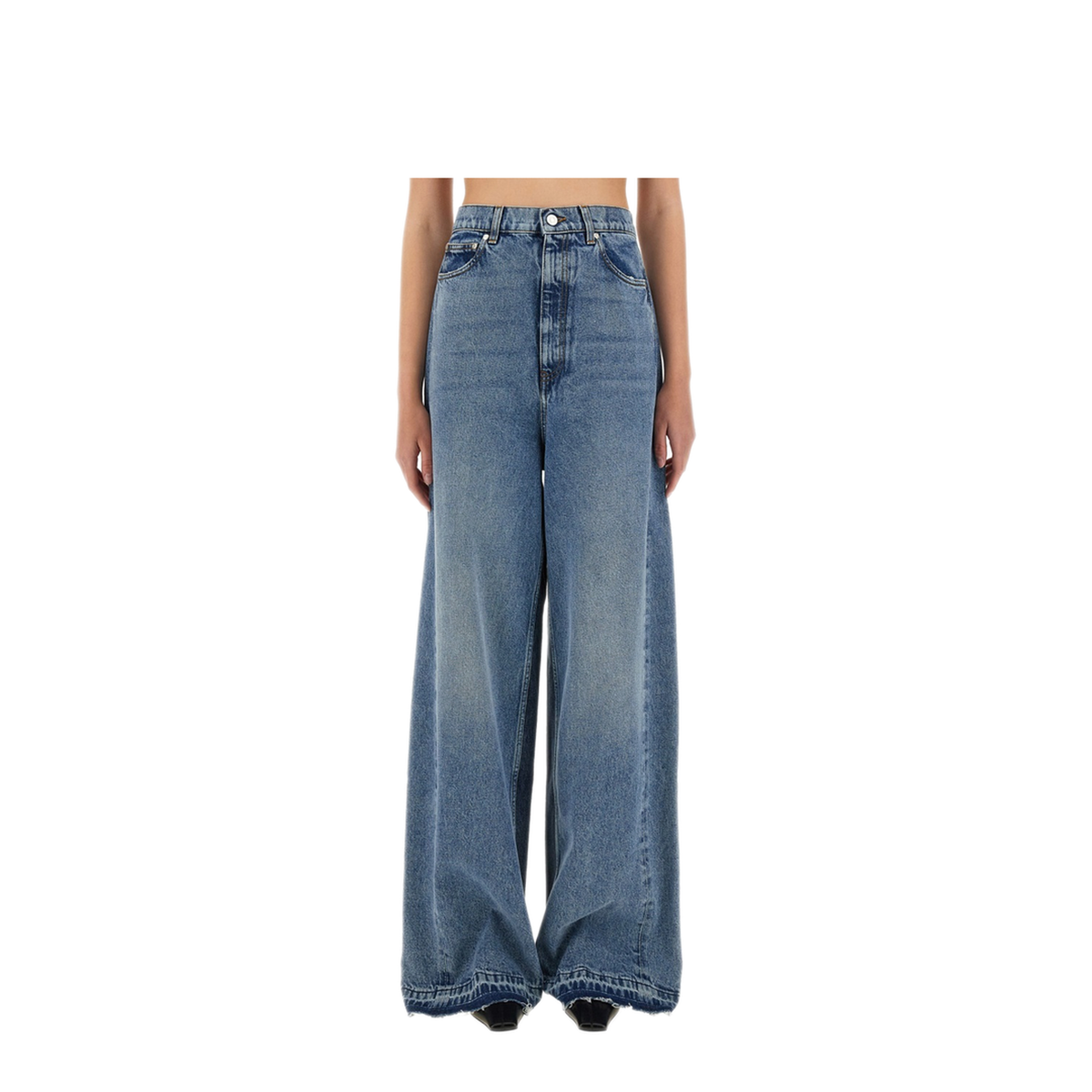 Wide-Leg Jeans with Contrasting Panels