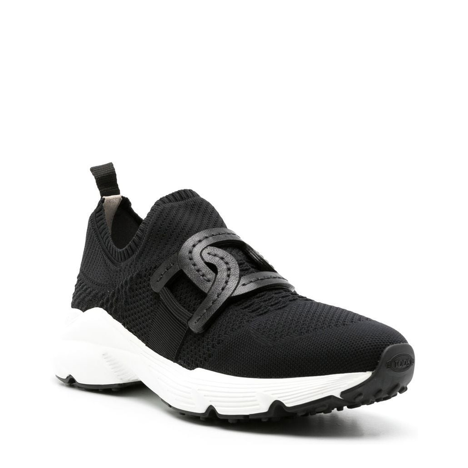 Black Fabric Chain-Link Detailing Sock-Style Ankle Shoes