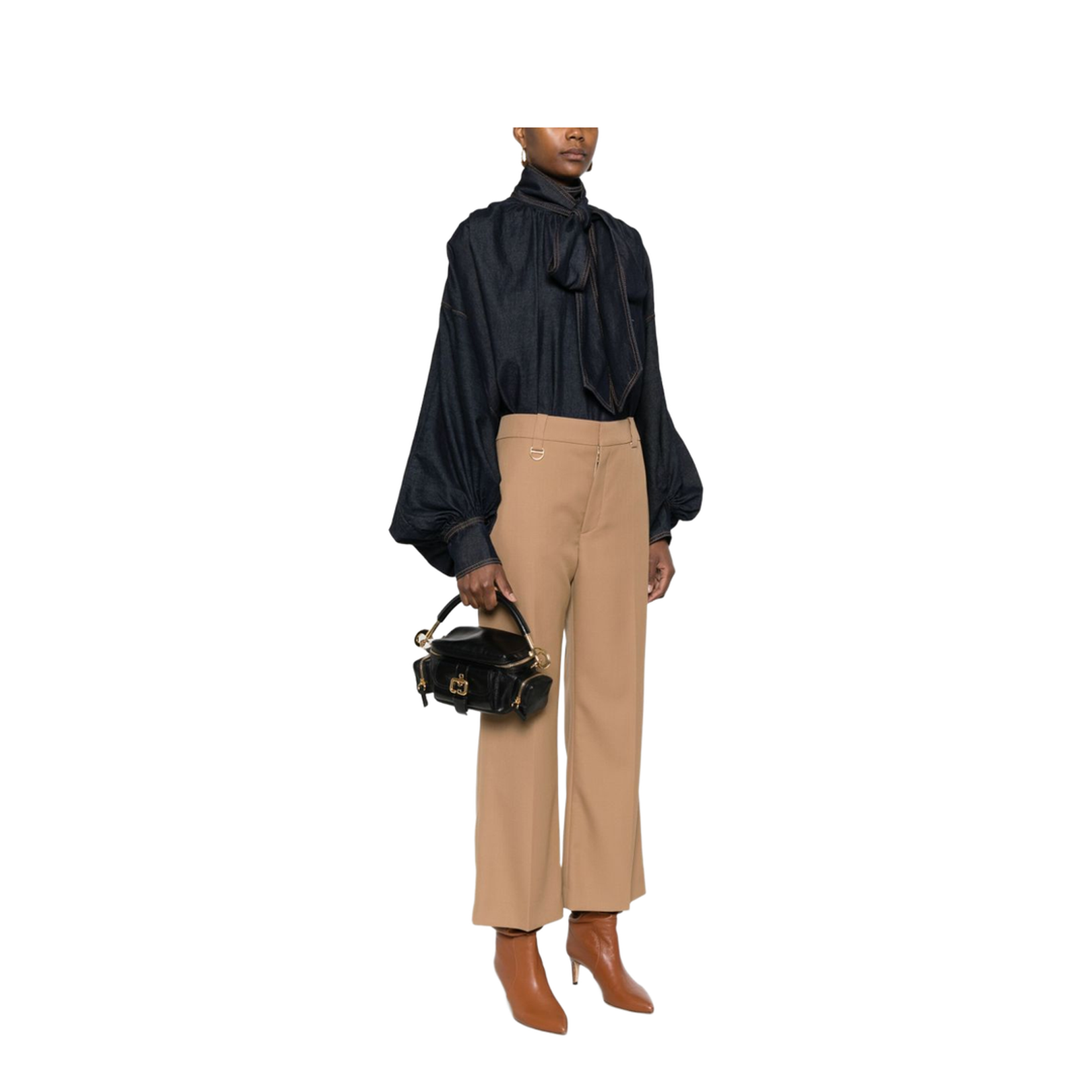 Black Leather Pebbled Texture Shoulder Bag