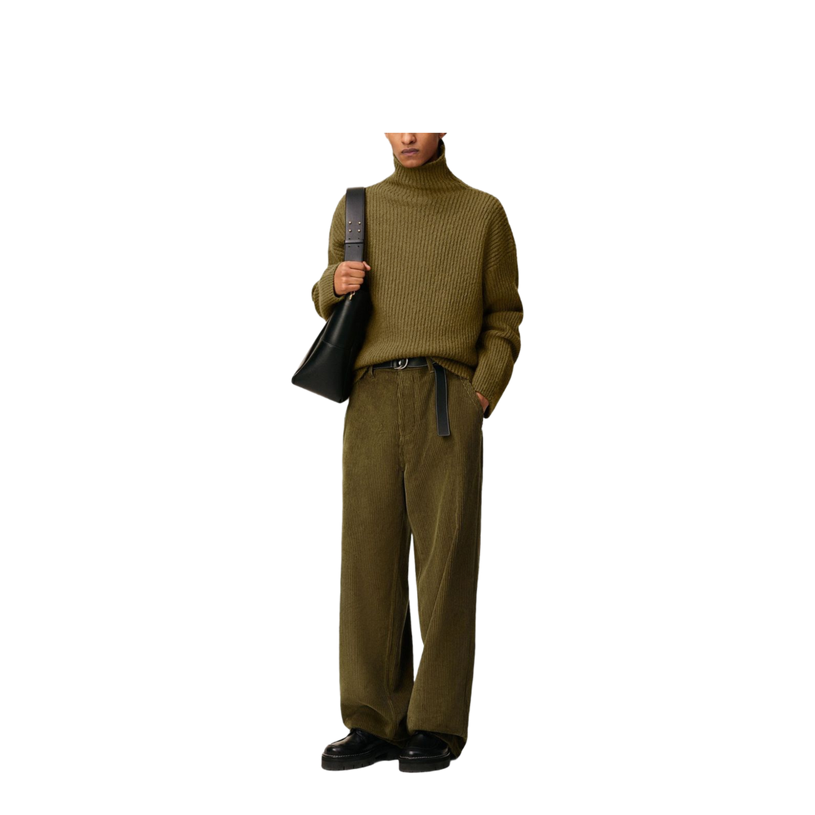 Green Cotton Corduroy Large Fit Trousers