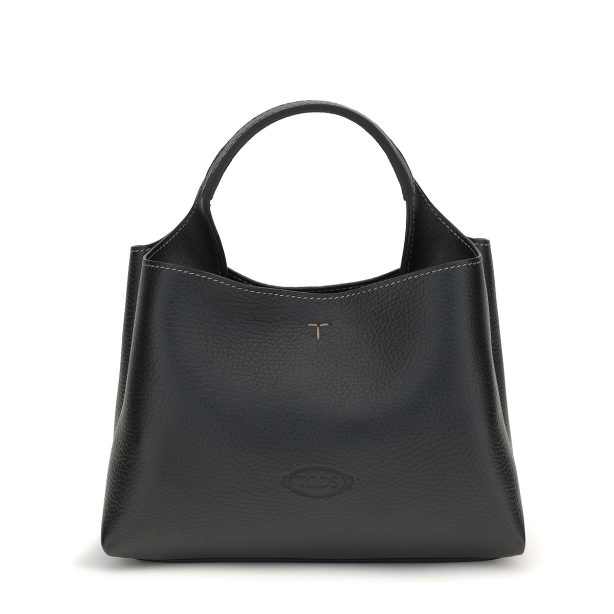 T Timeless Micro Hammered Leather Handbag - Black