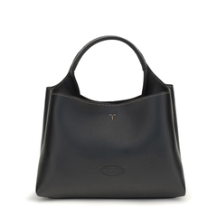 T Timeless Micro Hammered Leather Handbag - Black