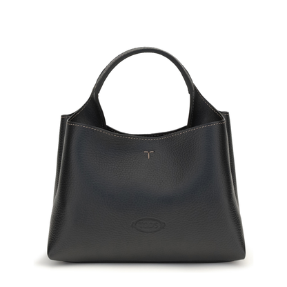 T Timeless Micro Hammered Leather Handbag - Black