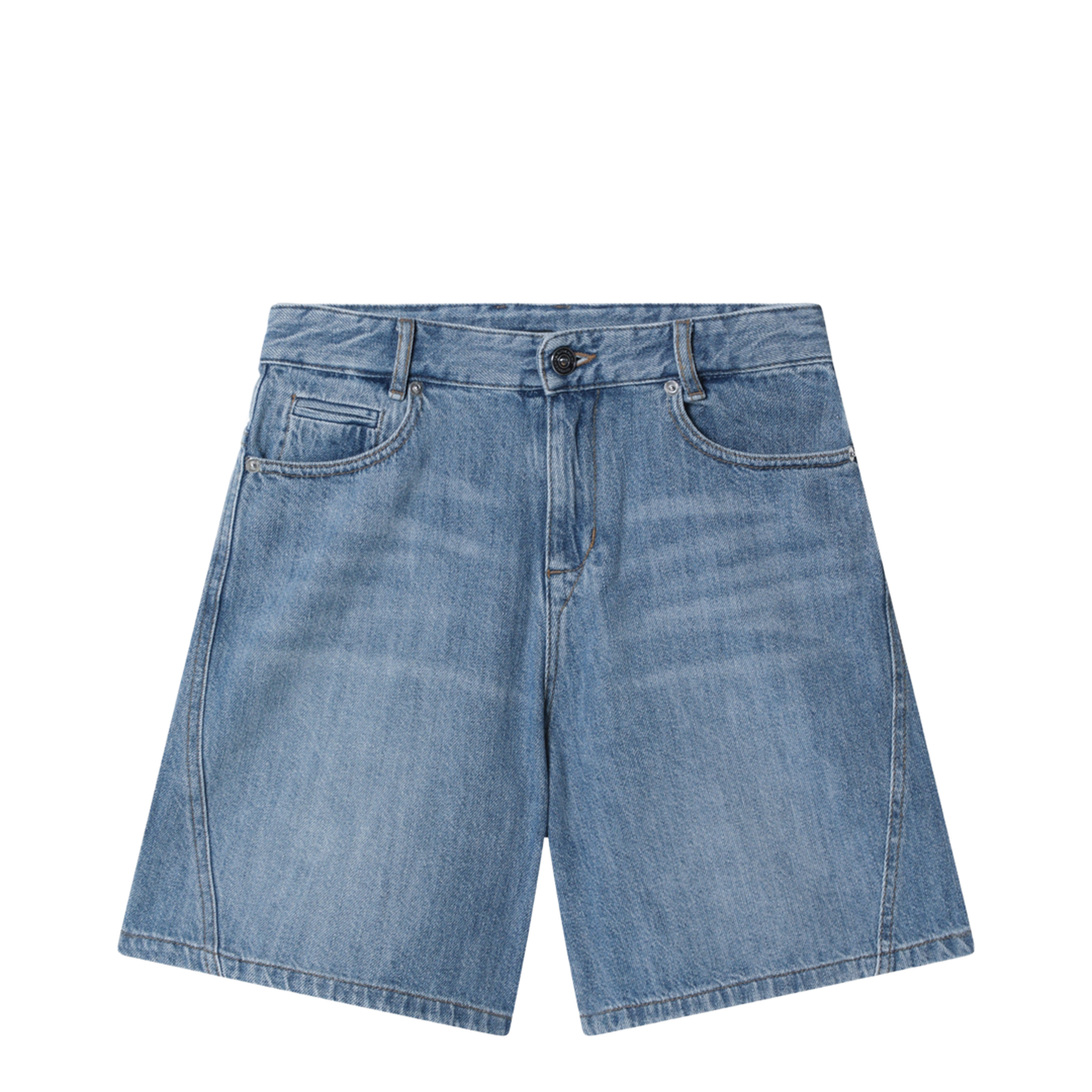 Blue Shorts With Logo Embroidery