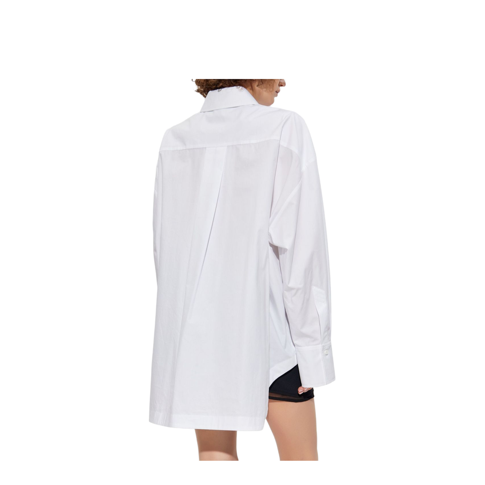 Shirt in White and Navy Blue Popeline