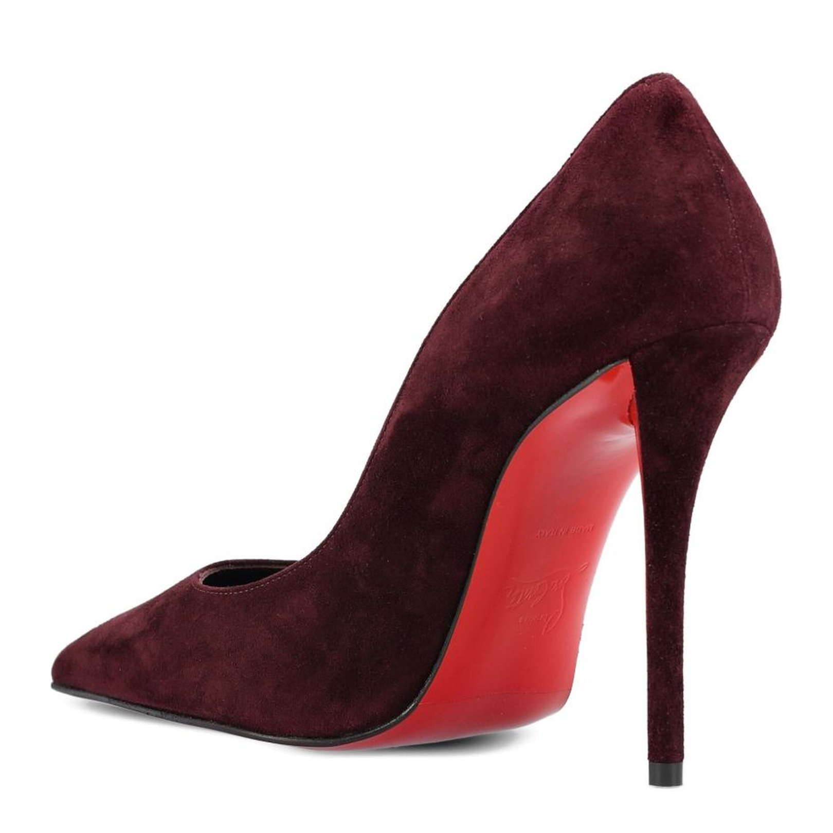 Dark Red Suede Upper Stiletto Heel Pointed Toe Leather Sole High Heel