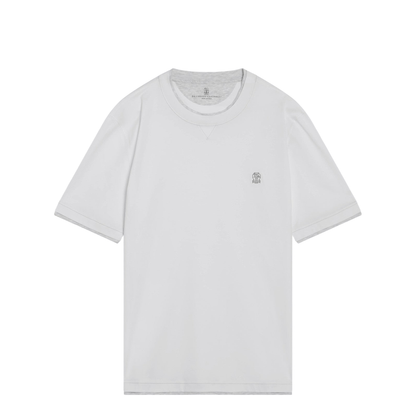 White T-shirt with Faux Layering Effect