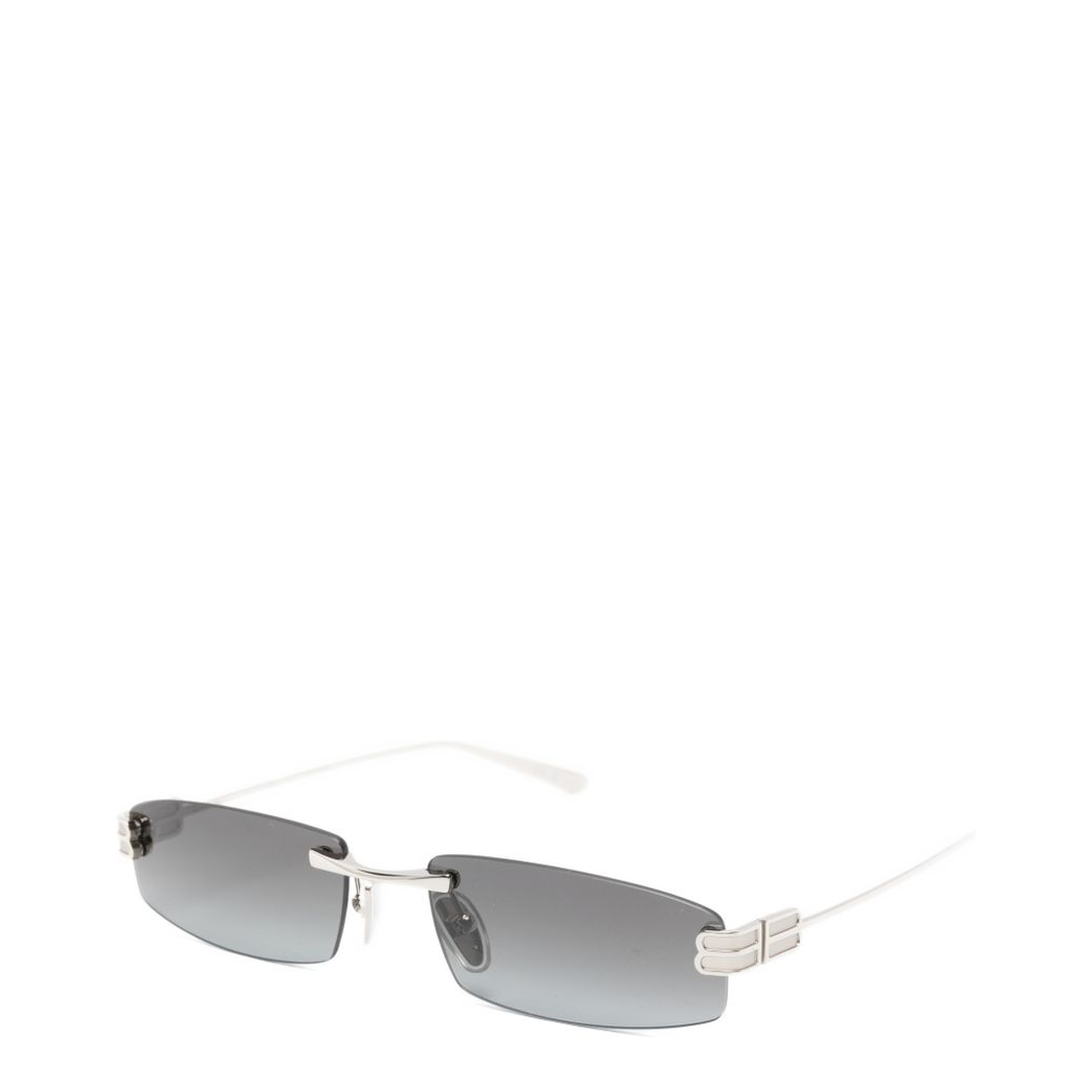Gossip Rectangular Silver Gradient Grey Sunglasses