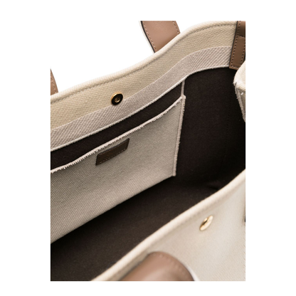 Chloé 'carry large' beige handbag with logo print on ...
