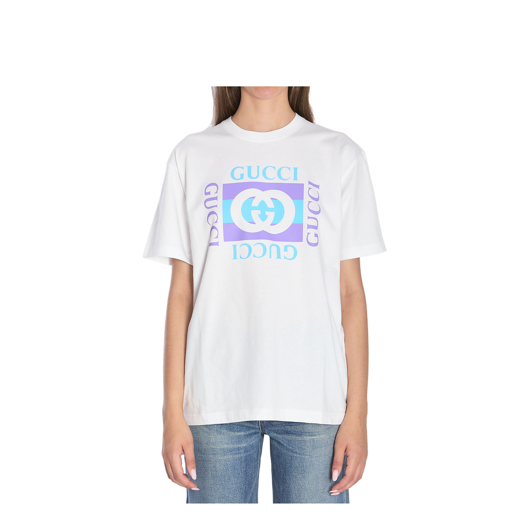 Cotton Jersey T-Shirt with Print in White