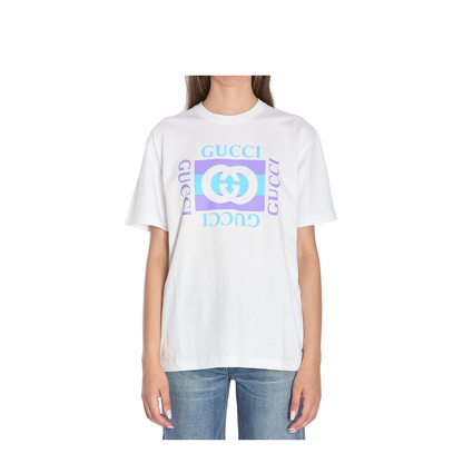 Cotton Jersey T-Shirt with Print in White