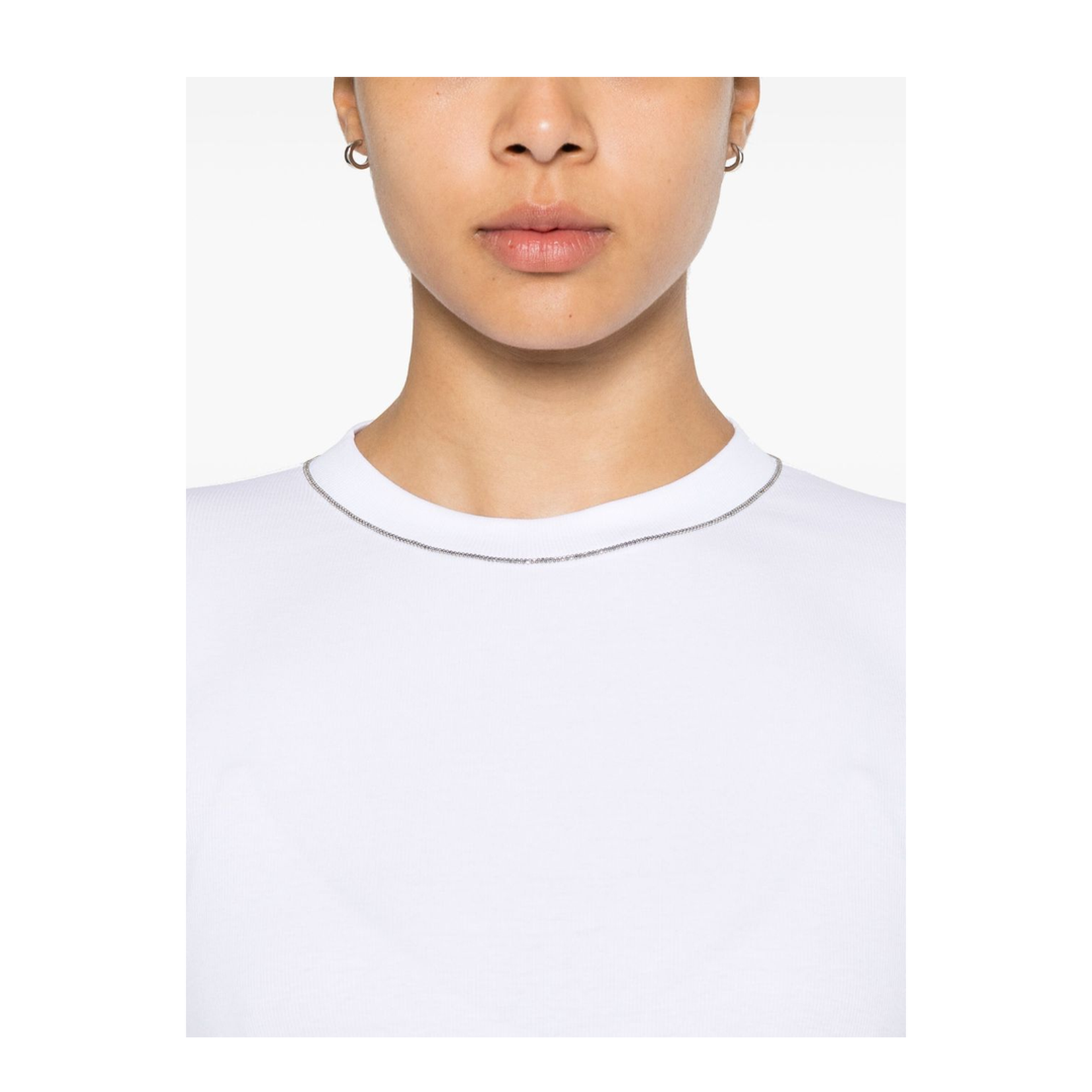 Optical White Cotton Blend T-Shirt
