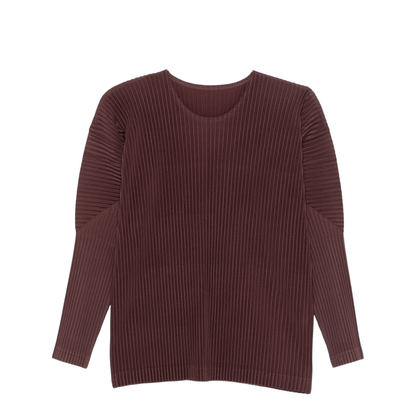 Pleated Texture Long Sleeve Crew Neck