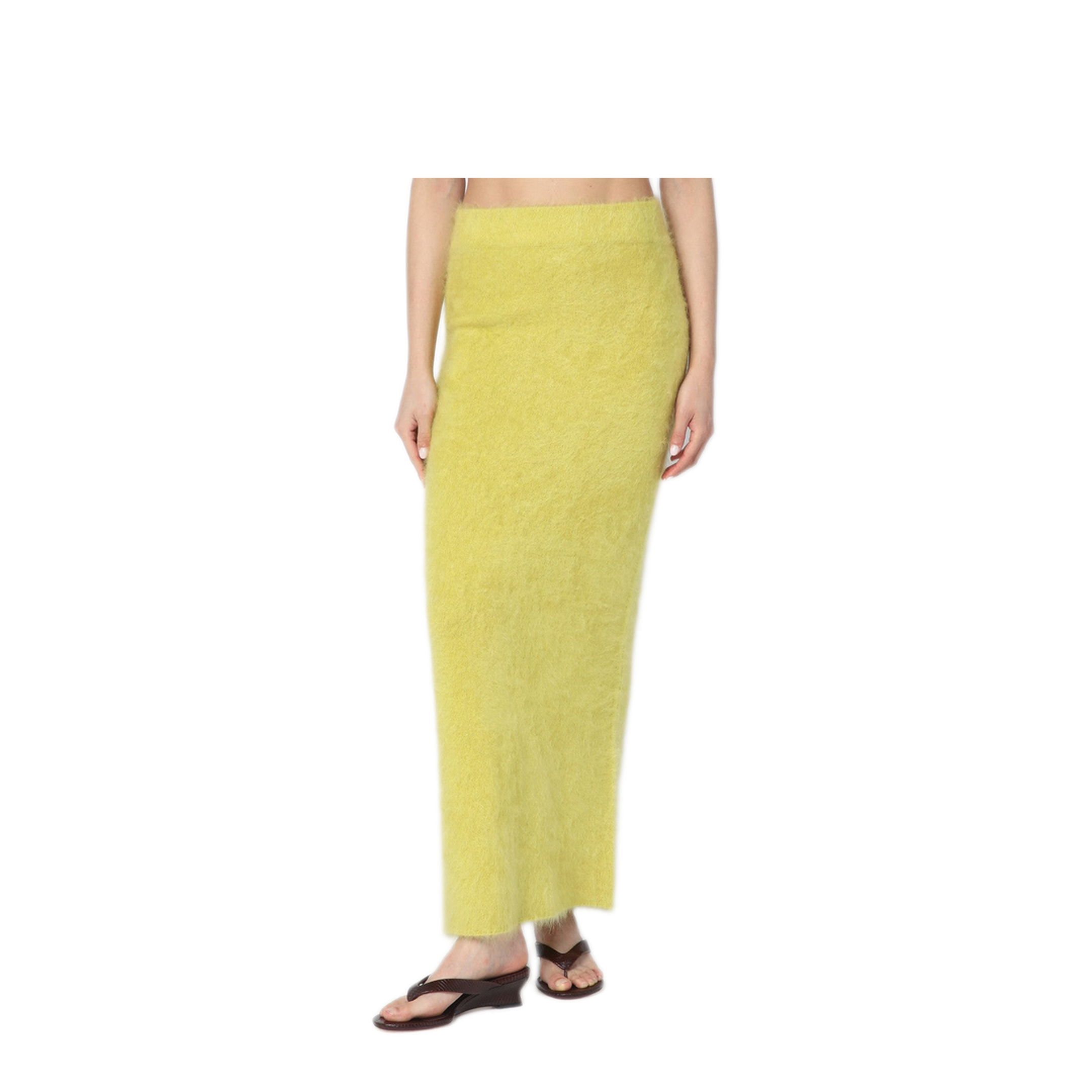 MAYFEYR - Soft Goat - Long Lime Coloured Brushed Cashmere Skirt - 24561WSLI