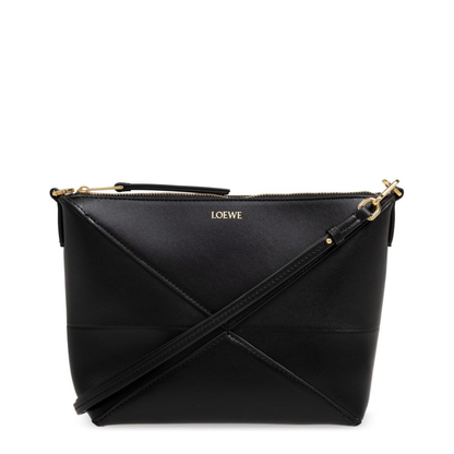 Puzzle Fold Leather Pouch - Black