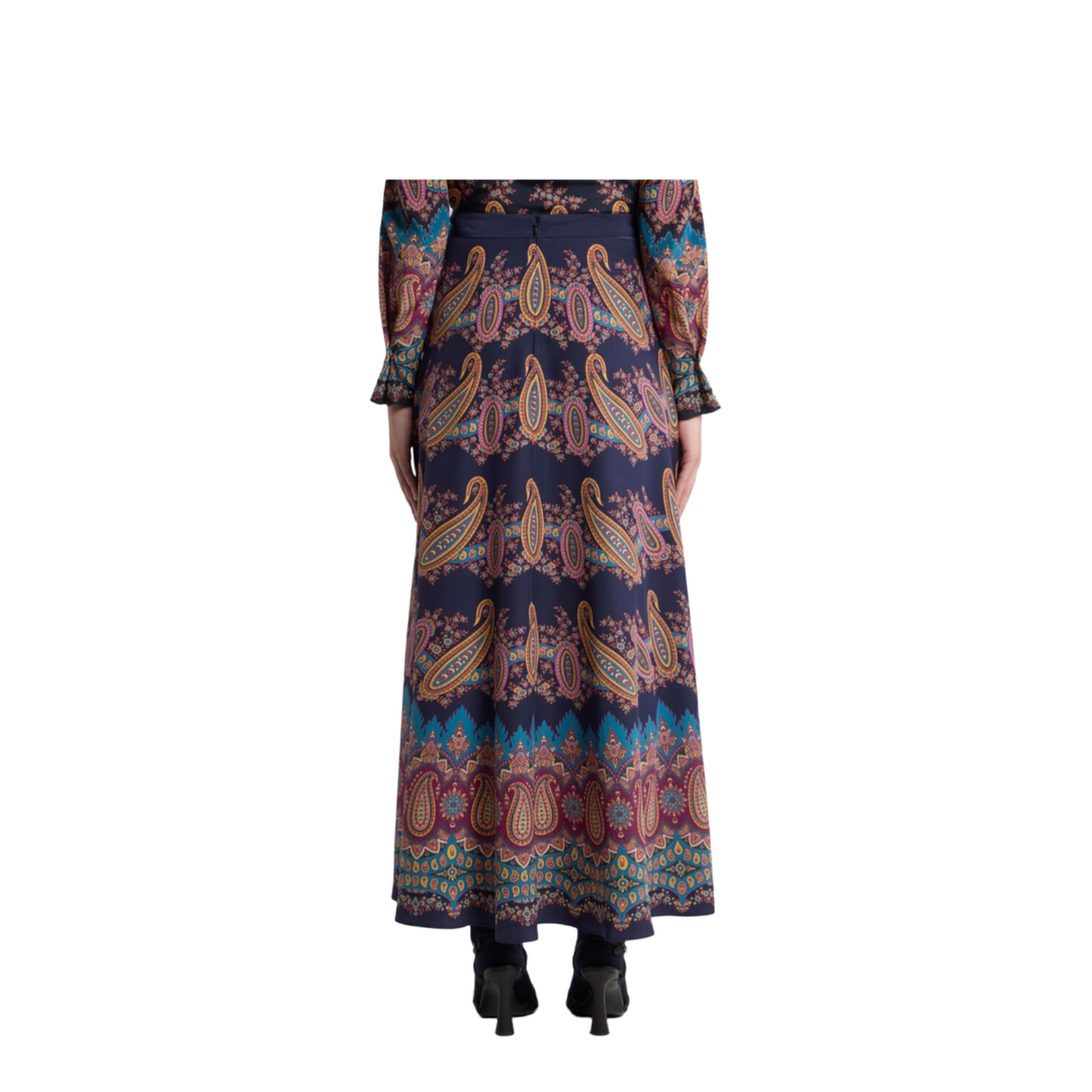 Silk Skirt with Placed Print