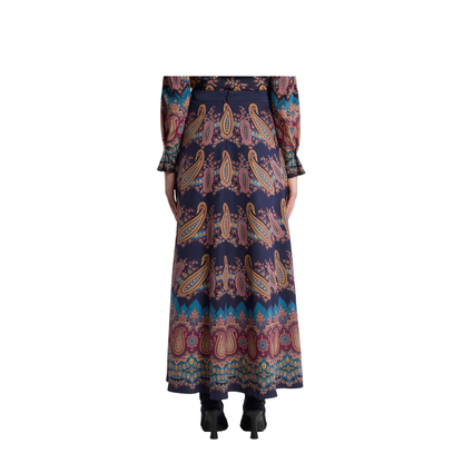 Silk Skirt with Placed Print