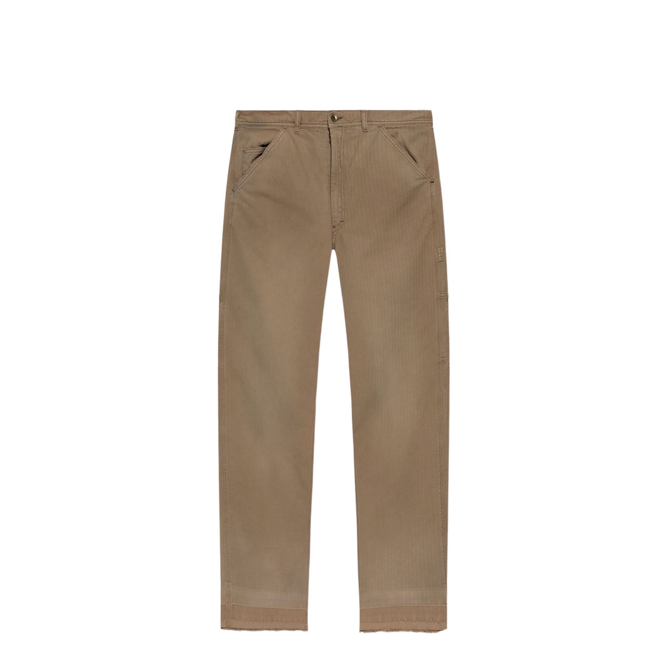Beige Herringbone Trousers