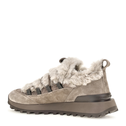 MAYFEYR - Brunello Cucinelli - Suede And Tech Cotton Sneakers With Shearling Lining - MZSFG3387C8187