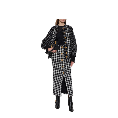 Tweed Bomber Jacket Black