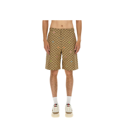 Canvas Shorts in Camel and Dark Brown