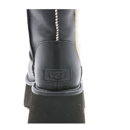 Platform Fur-Trim Leather Boots