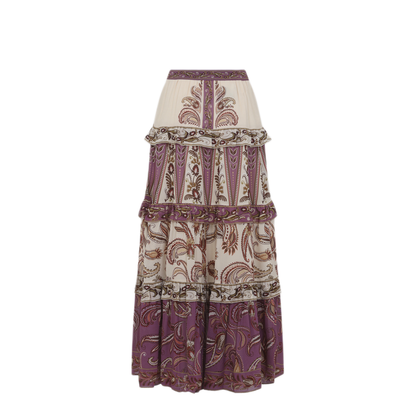 MAYFEYR - Farm Rio - Delicate Ainika Sand Viscose Long Skirt - 34413726029