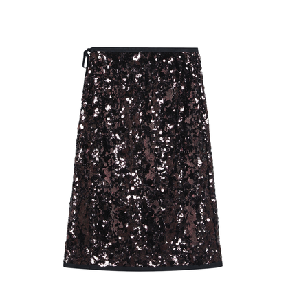 Plum-coloured sequined skirt