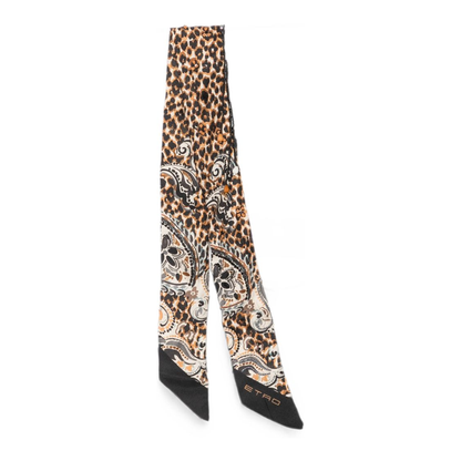 MAYFEYR - Etro - Black Silk Leopard Print Scarf - WATA0048AR12FX0823