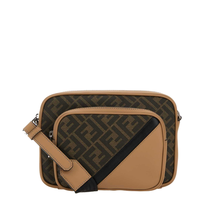 Diagonal Leather Crossbody Bags - Tan