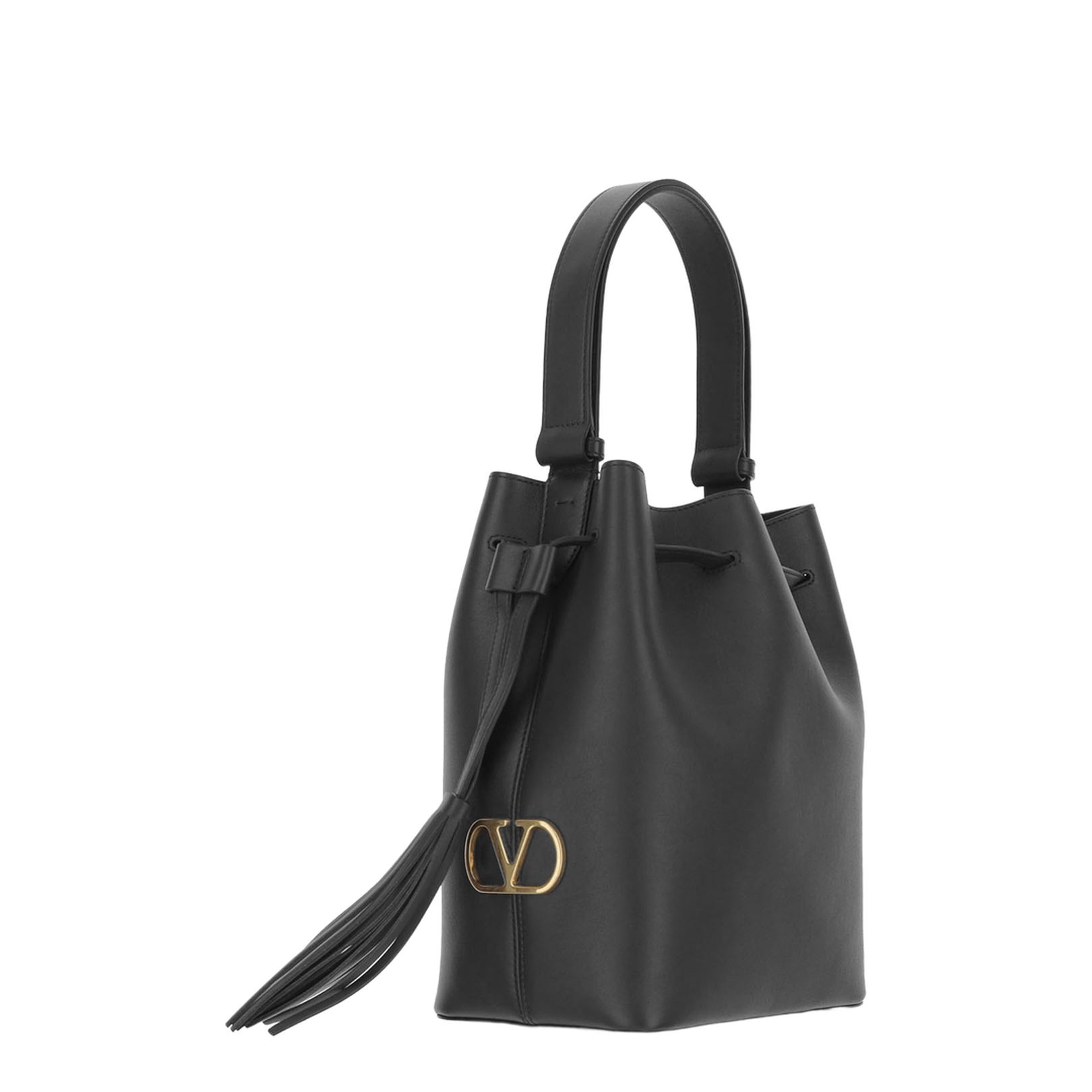 So Seau Leather Bucket Bag with Metal VLogo