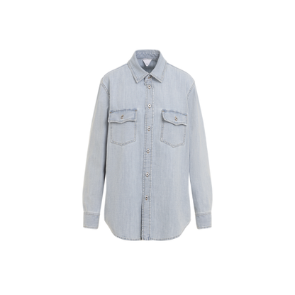 MAYFEYR - Bottega Veneta - Light Blue Chambray Shirt - 876842V6SI04946