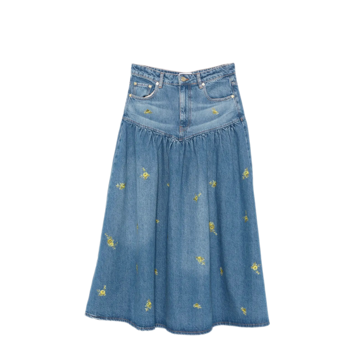 MAYFEYR - Ganni - Long Denim Skirt Floral Print - A1090198565