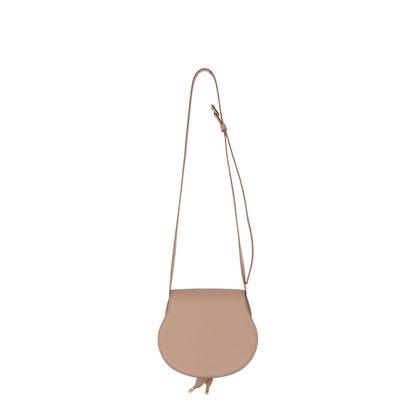 Marcie Small Calfskin Saddle Bag - Light Tan Brown