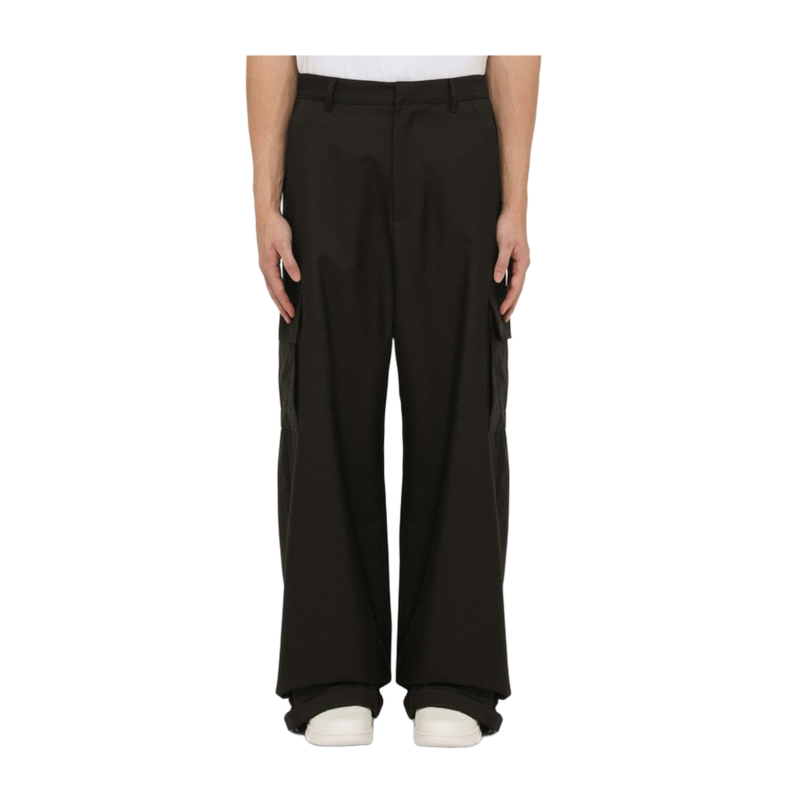 Black Denim Cargo Trousers