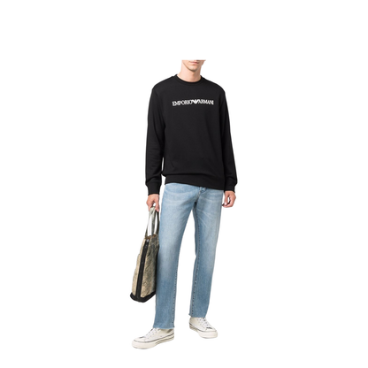 Black Modal-Cotton Blend Jersey Fleece Sweatshirt