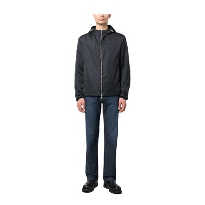 Monogram-Pattern Hooded Jacket