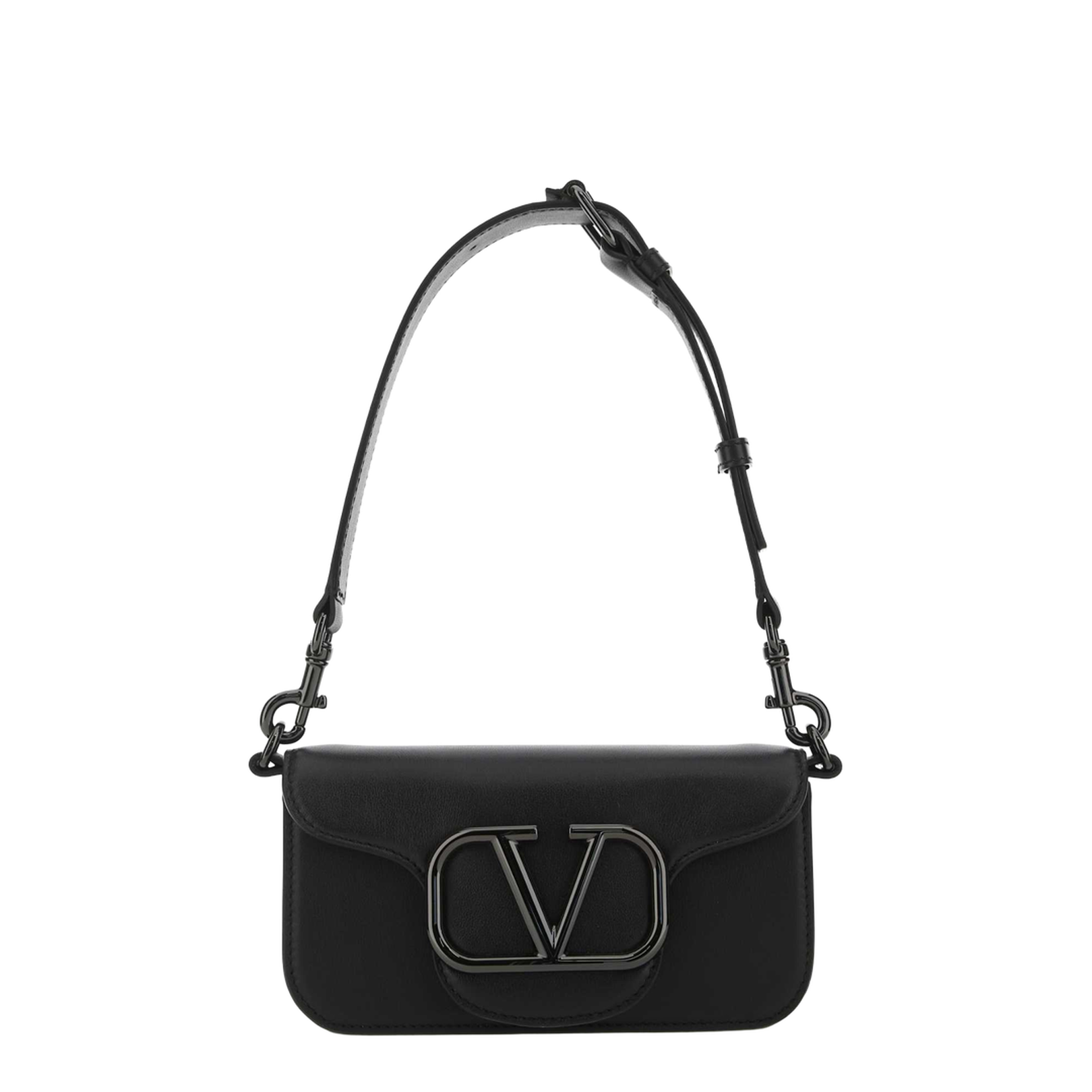 Black Leather Locò Shoulder Bag