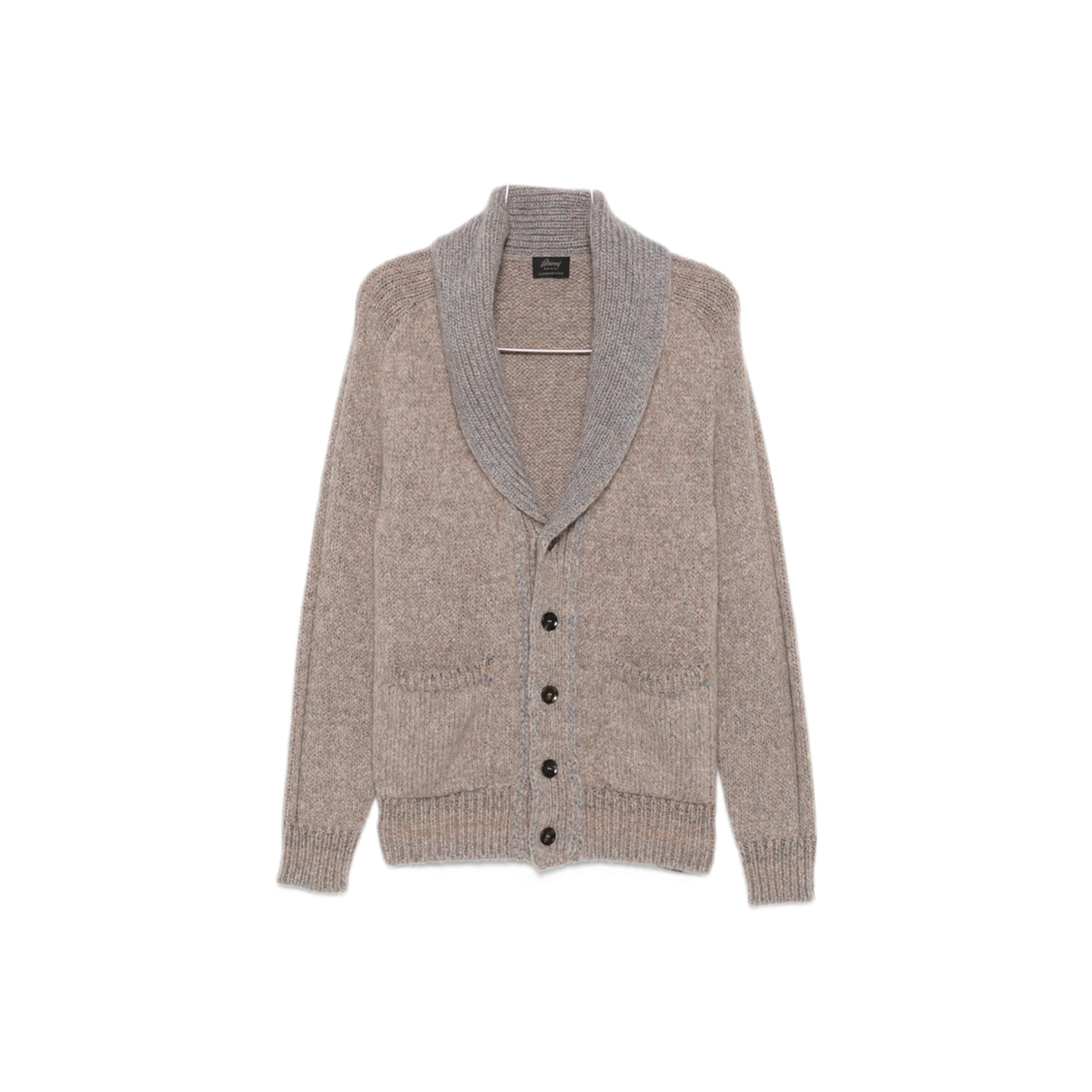 MAYFEYR - Brioni - Beige Chunky Knit Shawl Collar Cardigan - UMIQ0LOEK149712